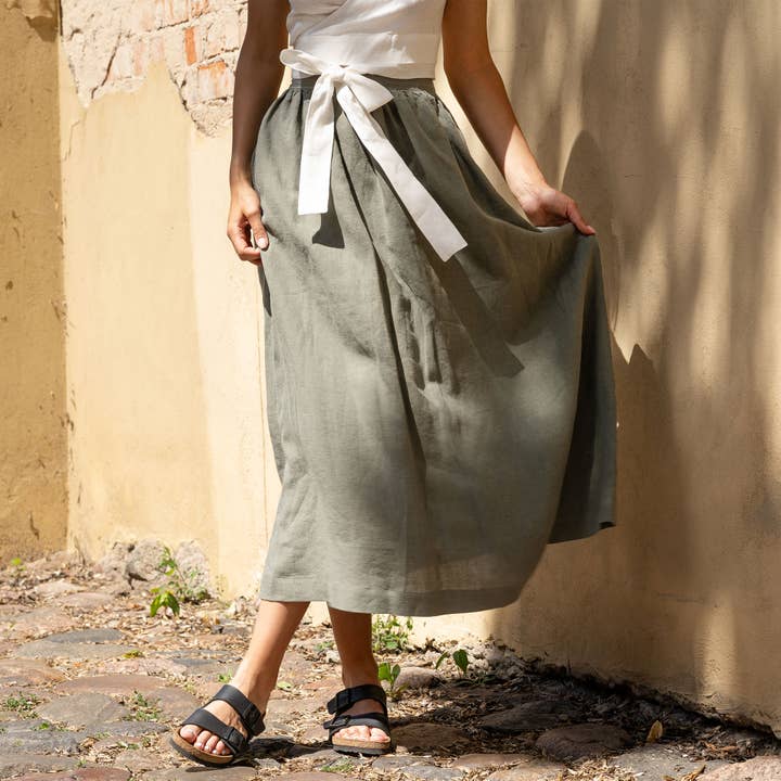 menique - Wholesale Skirt - Women's - Linen Maxi Skirt Sophia - A Line Flowy Maxi Summer Skirt7