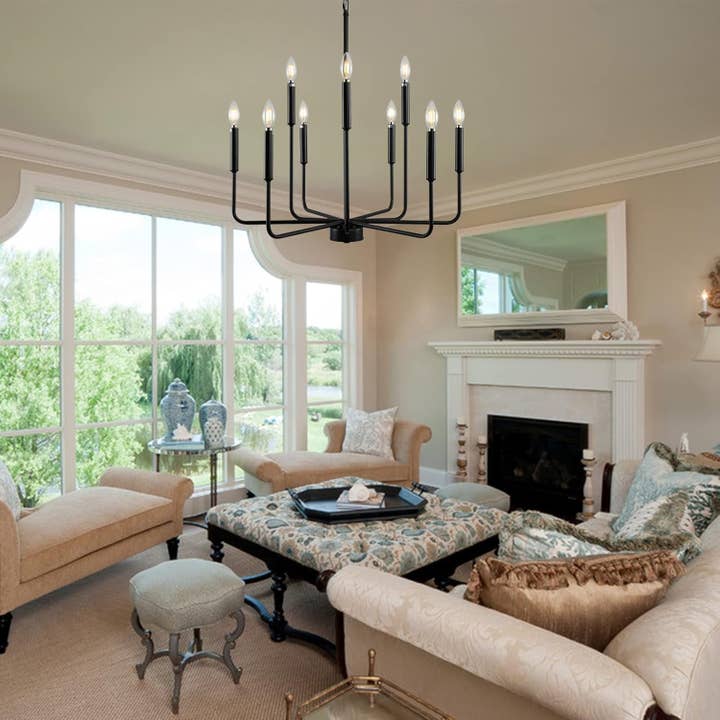 Black Farmhouse Chandelier 9 Light Dining Room Rustic for wholesale on Faire1