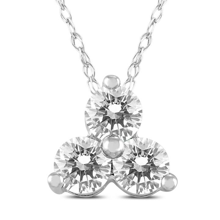 1/2 Carat TW Diamond Three Stone Pendant in 14K White Gold for wholesale by Szul USA LLC
