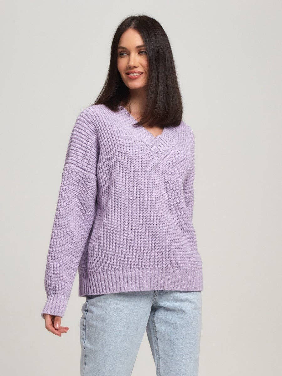 Marayn - Wholesale Knit Sweater - Women's - New European AutumnWinter Vneck Loose Knit Sweater21