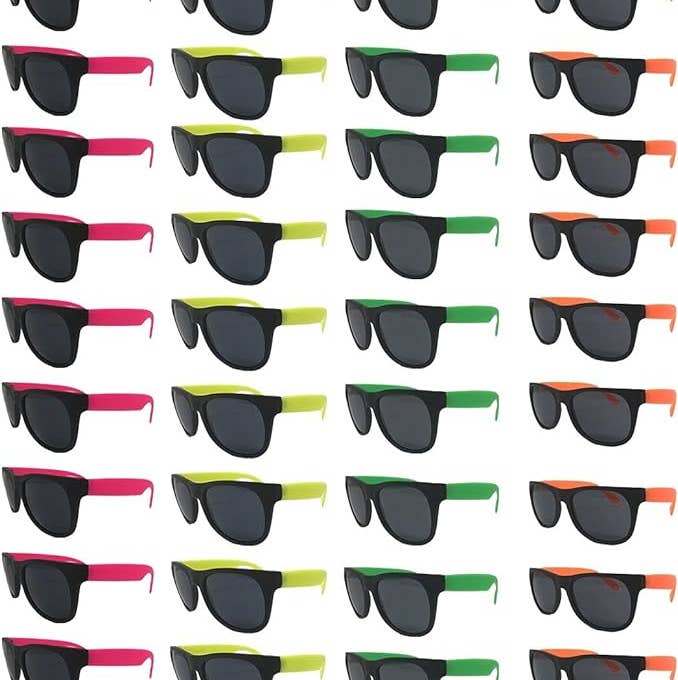 12 Neon Sunglasses-Party Pack Green Pink Yellow Orange for wholesale by NOVELTIES WHOLESALE INC