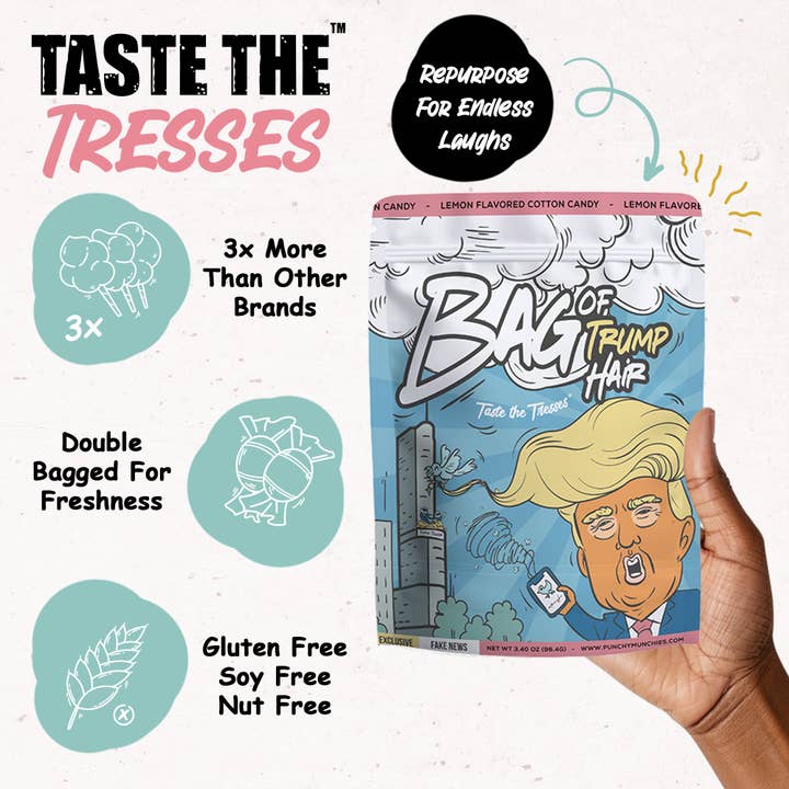 Punchy Munchies - Wholesale Cotton Candy - Bag of Trump Hair – Lemon-Flavored Cotton Candy