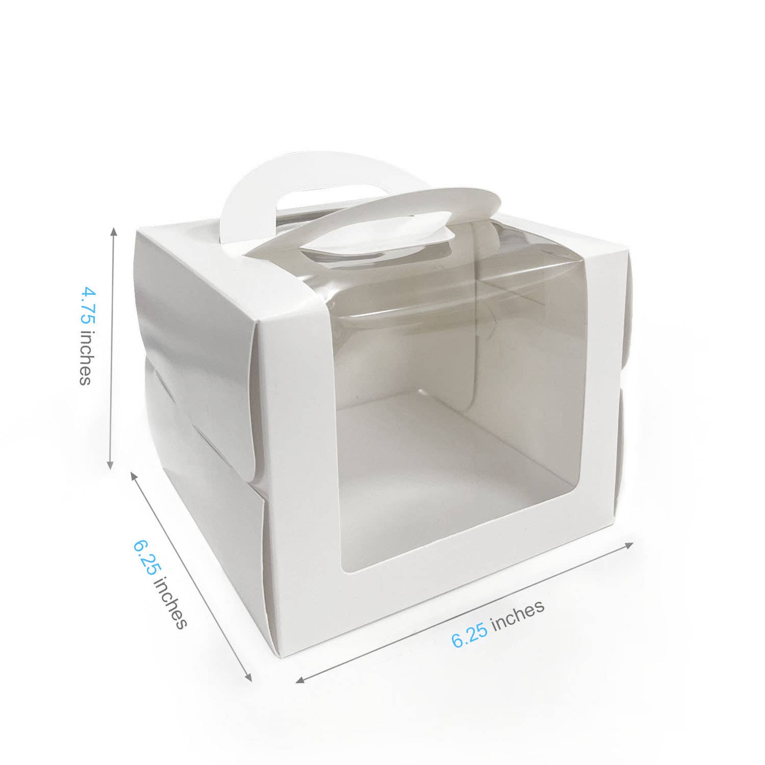 Kis Paper - Vente Décoration pour cake/cupcake - Boîtes à gâteaux blanches avec fenêtre de 6,25 x 6,25 x 4,75 po avec poignée0