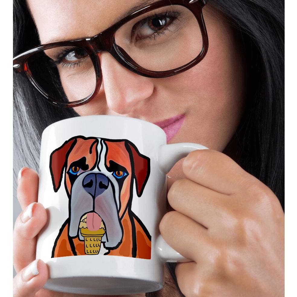 3dRose - Wholesale Coffee Mug - 3dRose, Cute funny Boxer Puppy Dog Rescue Dog eating Ice Cream Cone, Mug9