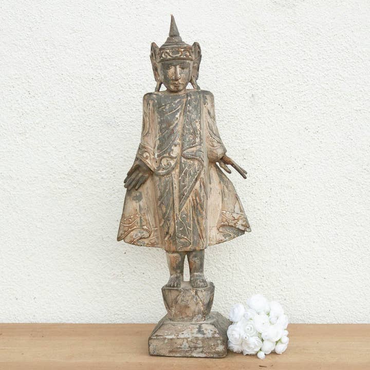 29" Tall Burmese Royal Spirit Carved Figure for wholesale by De-cor