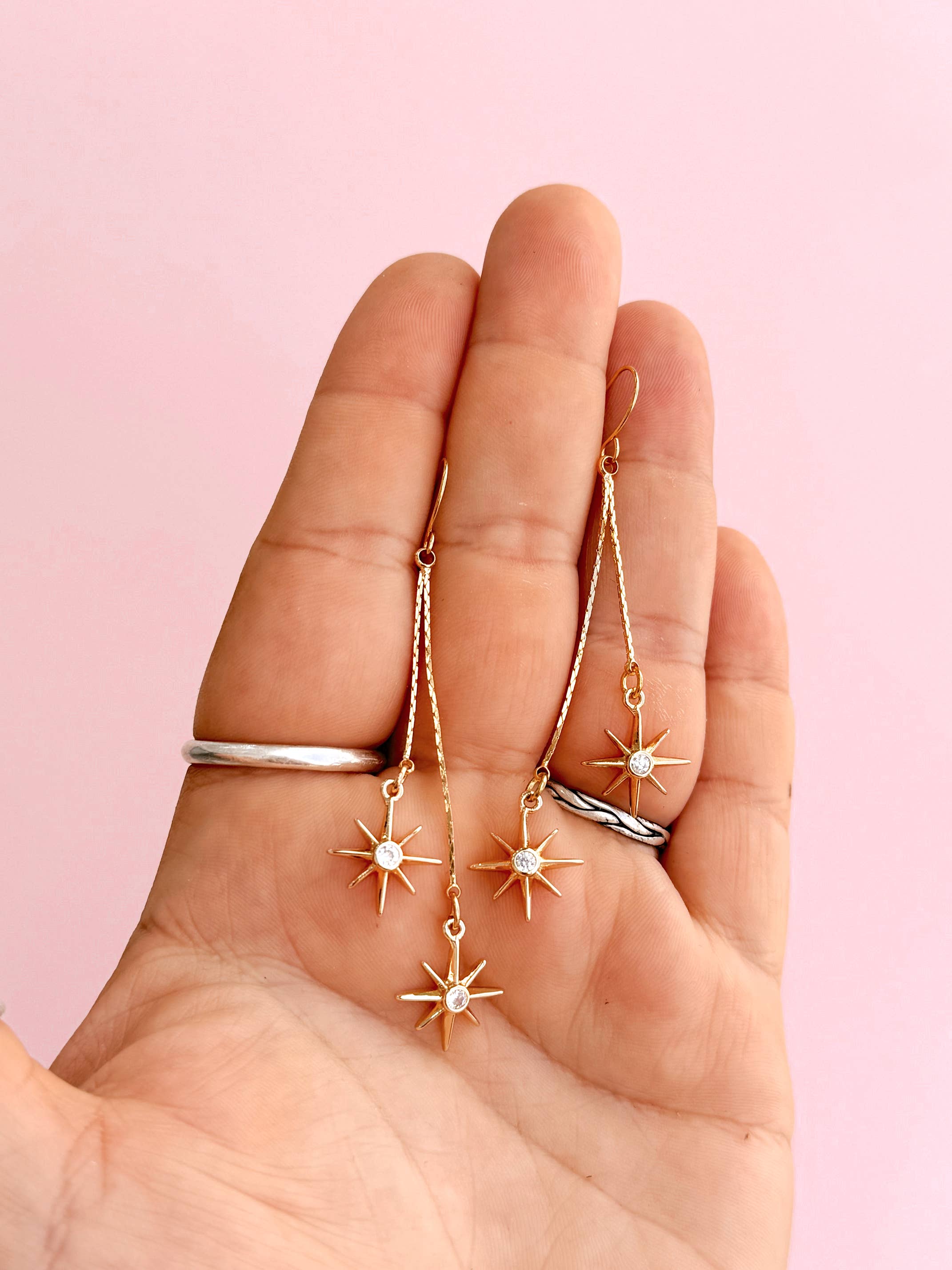 Golden Hour Designs - Wholesale Dangle Earrings - Staggered Star Drops - Hypoallergenic, Celestial, Trendy5
