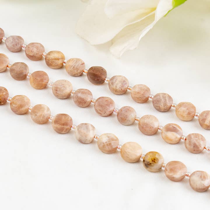 Soothing Crystals Beads - Wholesale Beads - Heishi Disc Beads | Peach Moonstone | Flat Crystal Beads3