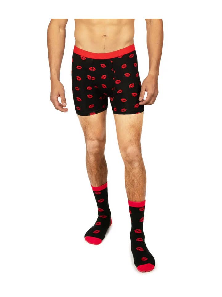 Tipsy Elves - Wholesale Underwear - Men's - Men's Kiss Attack Boxers & Socks Valentine's Day Gift Set