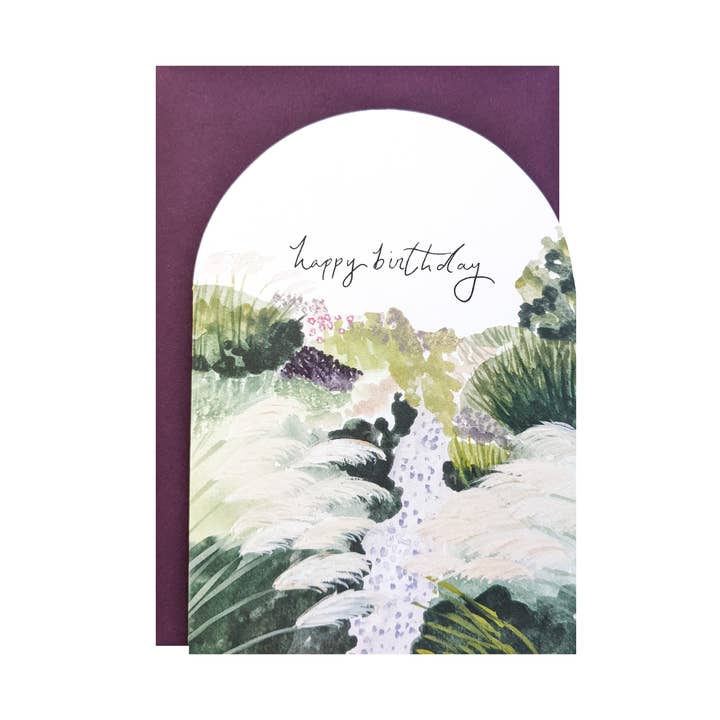 The Hidden Pearl Studio - Wholesale Birthday Card - 'Happy Birthday' Pampas Garden Birthday Card4