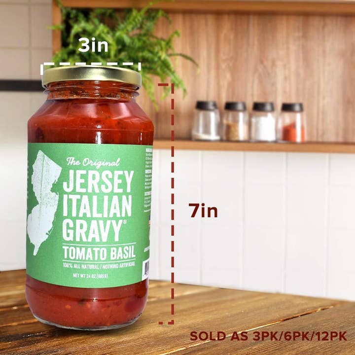 JERSEY ITALIAN GRAVY - Wholesale Sauce - Jersey Italian Gravy Tomato Basil - 24 oz.