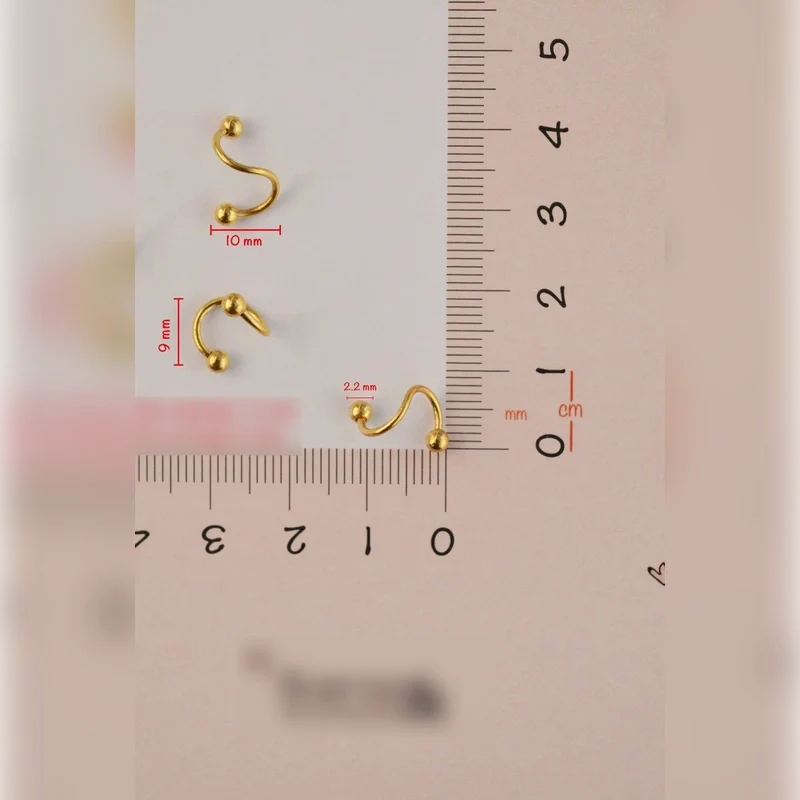 StockJWL - Vendita all'ingrosso Orecchini singoli - Piercing a Spirale Ritorto Piercing a Spirale Orecchini a Spirale in Acciaio Ondulato per Trago, Elica e Cartilagine Oro Argento Nero3