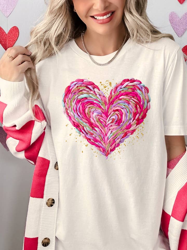 Faux Crochet Multicolored Heart for wholesale by Forty One Threads Wholesale