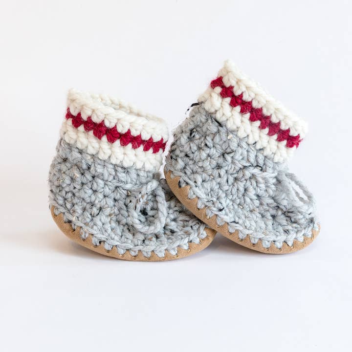 Lumberjacks-handmade soft sole slip-on stay-on wool booties for wholesale by Huddy Buddies