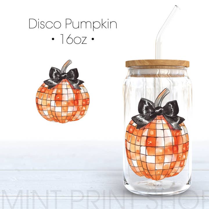Disco Pumpkin | UV DTF Decal for wholesale by Mint Print Shop & Co