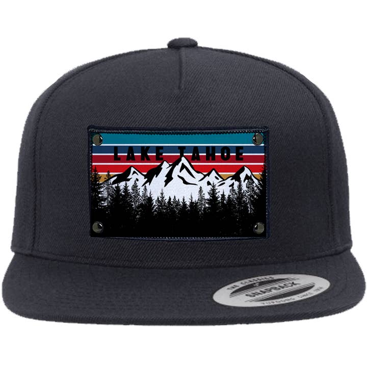 Lake Tahoe Mtn Sunset Red auf einem YP5089 dunkelgrauen Hut für den Großhandel von Stryder Gear