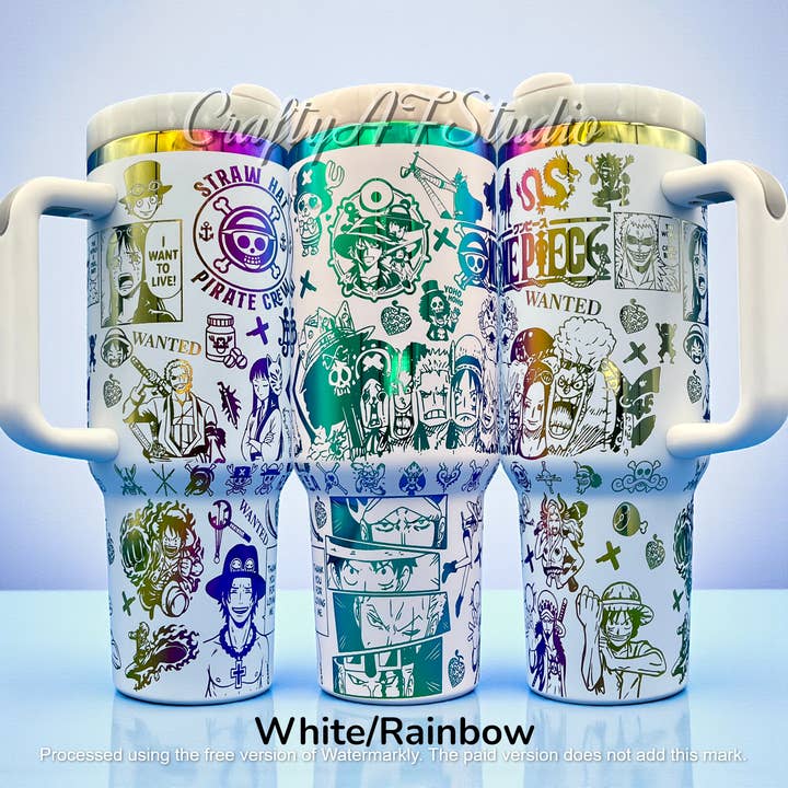Crafty AF Studio – Engroshandel Thermokop – 40oz One Piece Anime Serie Laserindgraveret Tumbler - Straw Hat Pirate Crew1