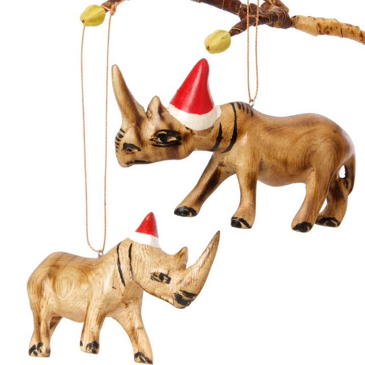 Swahili | AFRICAN MODERN - Wholesale Ornament - Santa's Little Rhino Helper Ornament1
