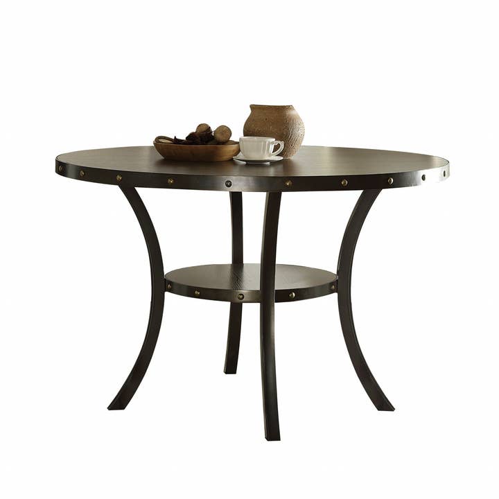 48”Round Oak Dining Table - Industrial Style with Metal Legs for wholesale by Greenwestons