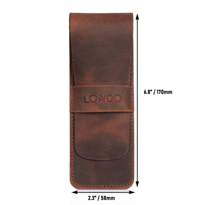 Londo - Wholesale Pencil case/pouch - Londo Top Grain Leather Pen and Pencil Case with Tuck in Flap42