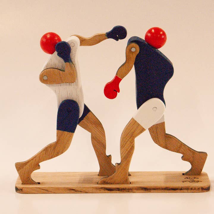 Mobjo - Wholesale Decorative Figurine - Wooden boxer figure3