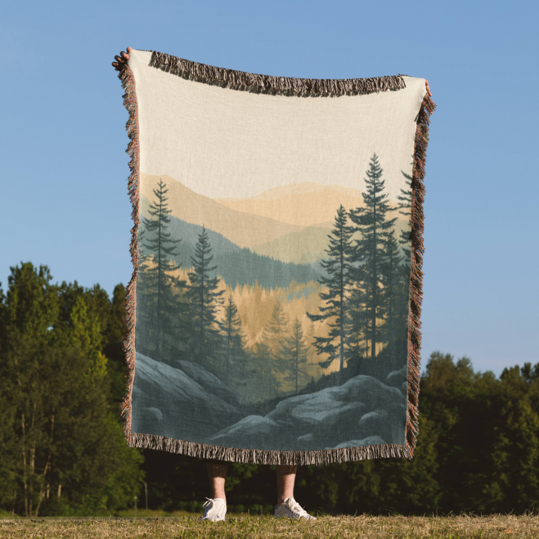 Havelli Studio – wholesale Throw blanket – Granen Pine Forest Inspired Woven Blanket1
