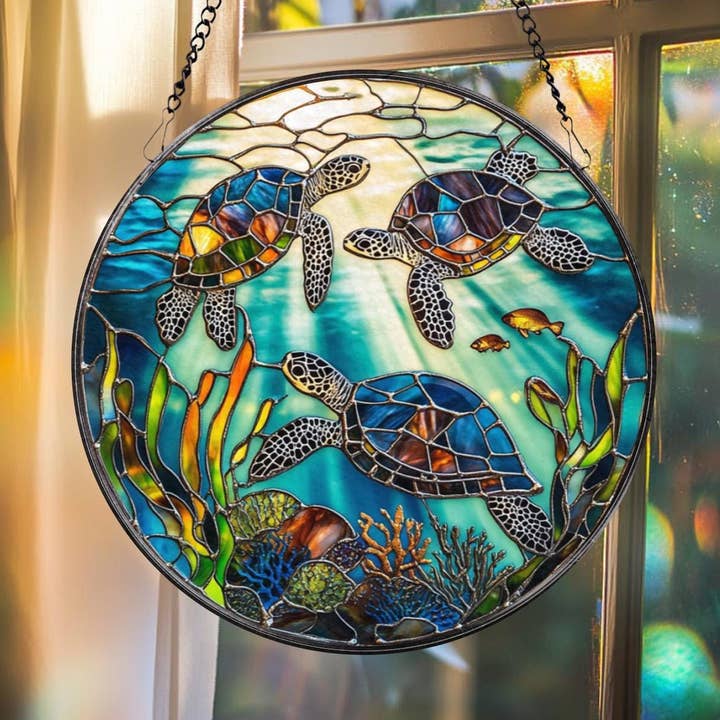 Havskildpadde farvet glas solfanger, havvinduesophæng for engroshandel hos NVC Ecommerce LLC