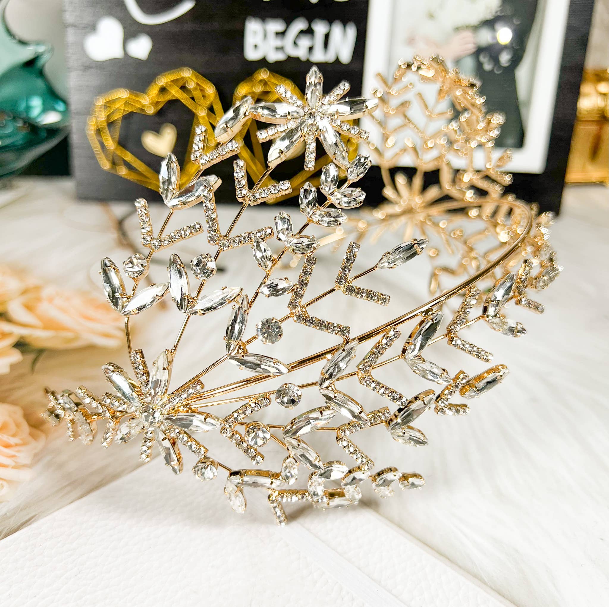 Happy Dream Gifts - Wholesale Fashion Headband - Women's - Crystal Bridal Headband, Crystal Bridal Hairpiece,Gold Crown3