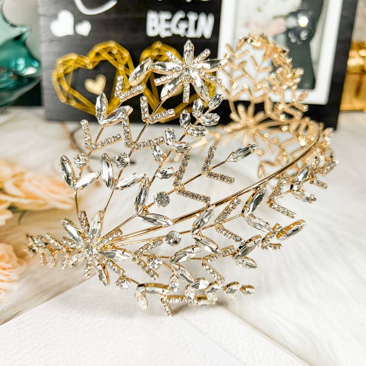 Happy Dream Gifts - Wholesale Fashion Headband - Women's - Crystal Bridal Headband, Crystal Bridal Hairpiece,Gold Crown3