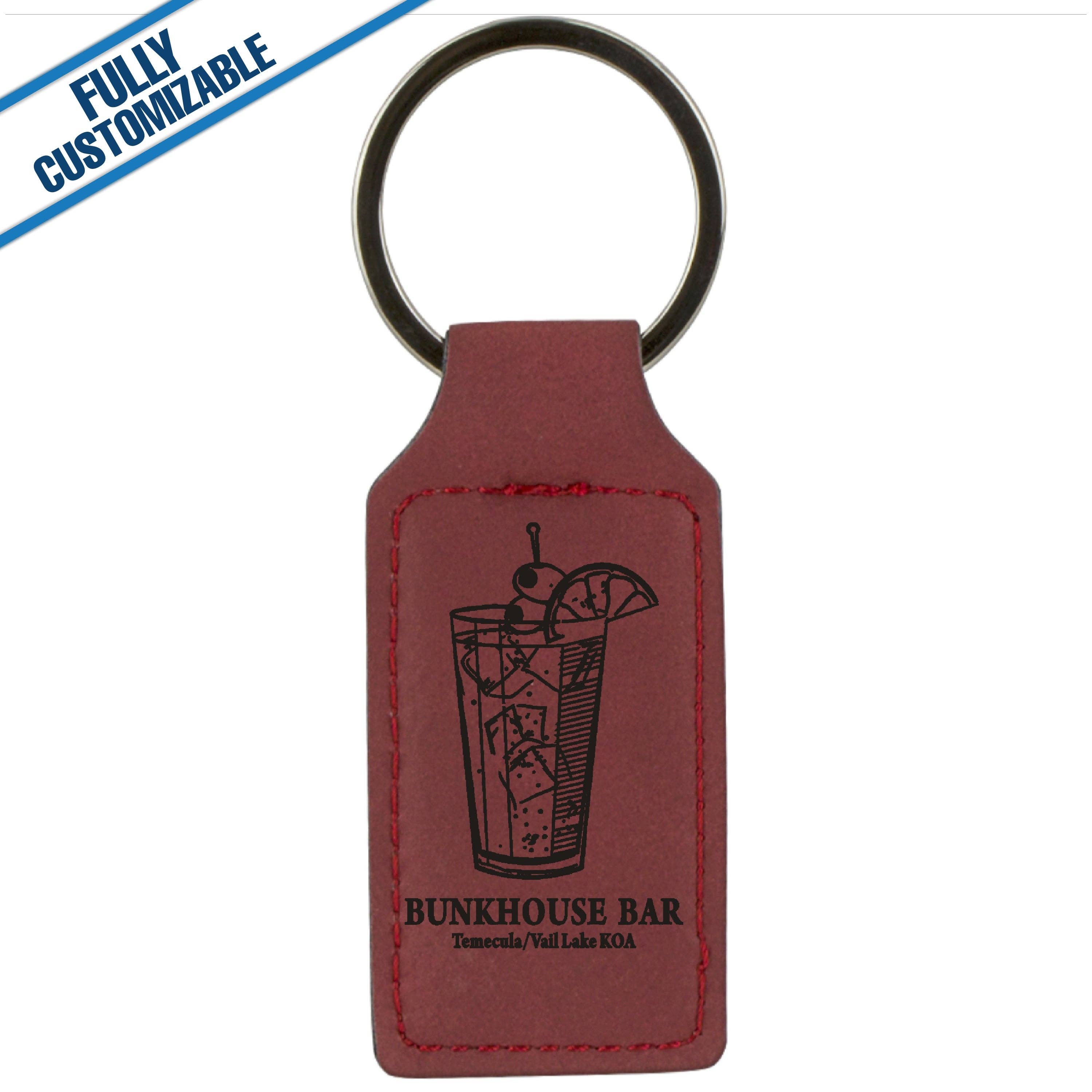 GiftWorksPlus - Vente Porte-clés – unisexe - Porte-clés rectangulaire en similicuir gravé - Entièrement personnalisable5