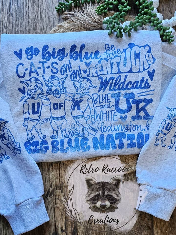 Retro Raccoon Creations - Wholesale Graphic Sweatshirt - Unisex - Big Blue Nation Cats1