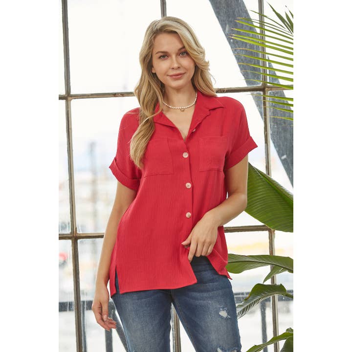 CURVY SIZE Air Flow Short Sleeve Blouse for wholesale by salt & bit