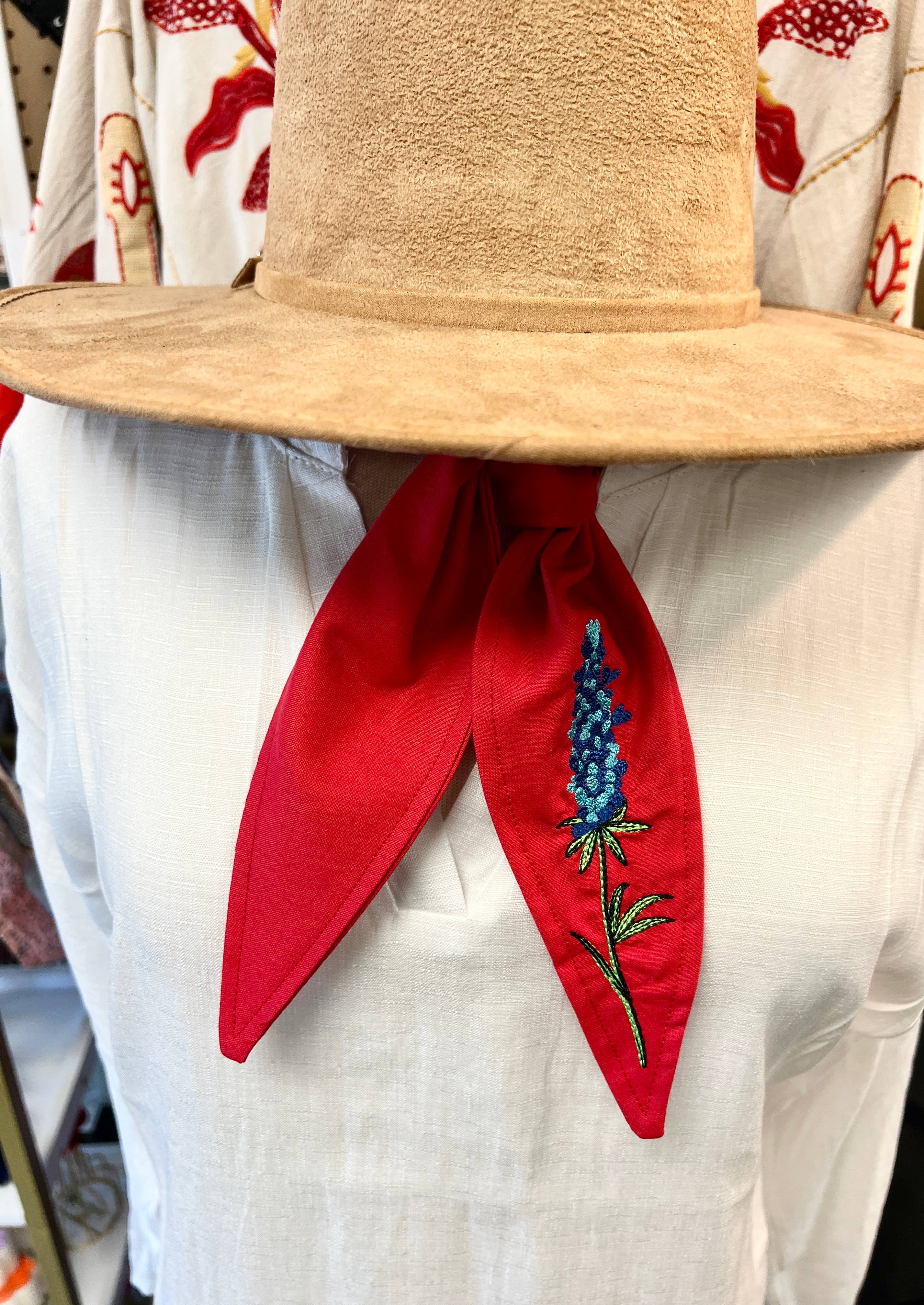 The Funky Soul - Wholesale Scarf - Women's - Bluebonnet Embroidered Ascot Scarf4