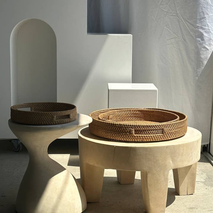 Office Objets - Wholesale Basket - Set of three handcrafted Indonesian wicker baskets in natural rattan (caramel)25