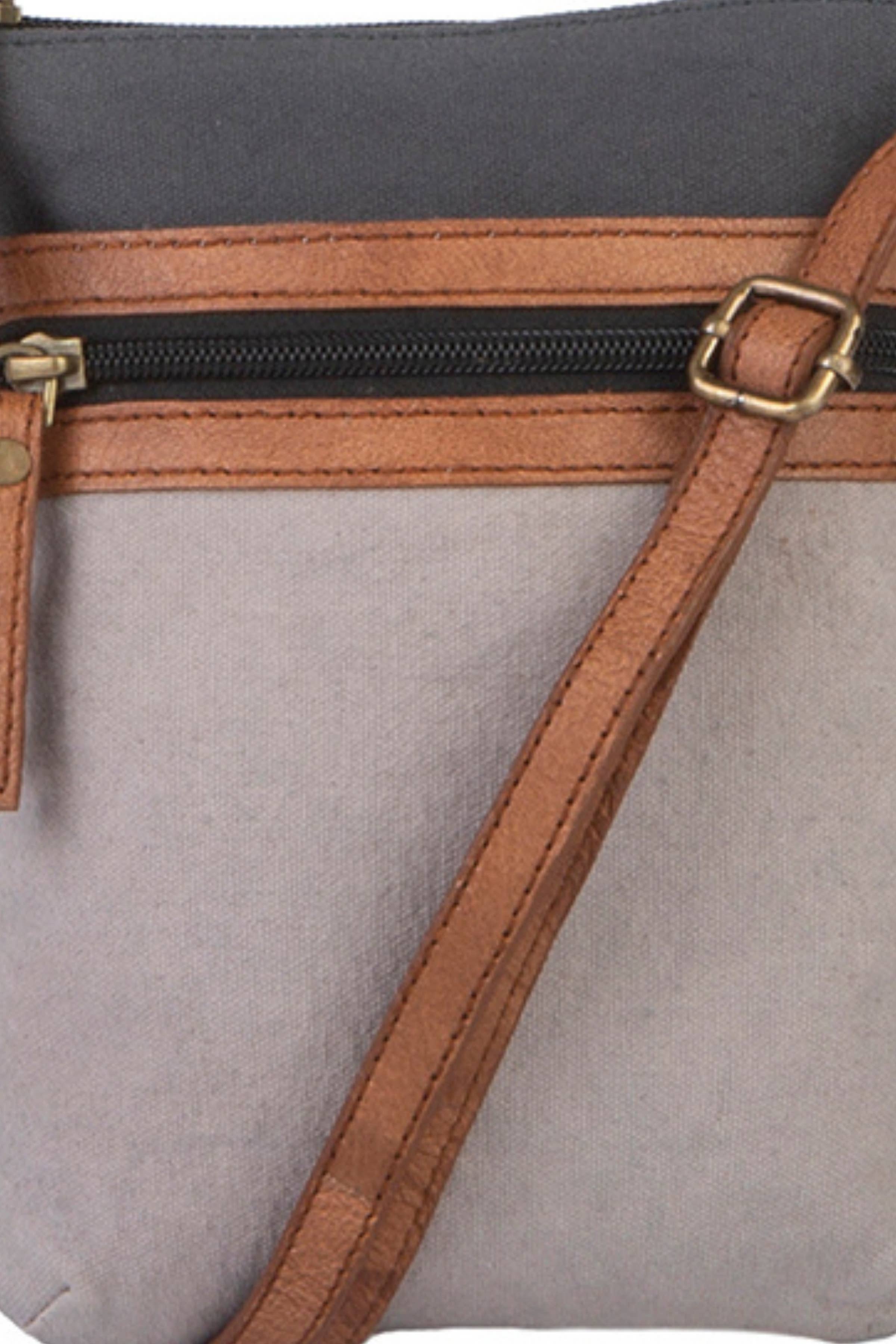 Mona B. - Wholesale Crossbody Bag - Women's - Ava Up-Cycled Canvas and Genuine Leather Crossbody Bag3