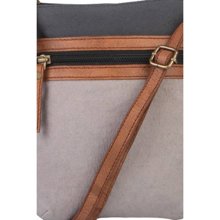 Mona B. - Wholesale Crossbody Bag - Women's - Ava Up-Cycled Canvas and Genuine Leather Crossbody Bag3