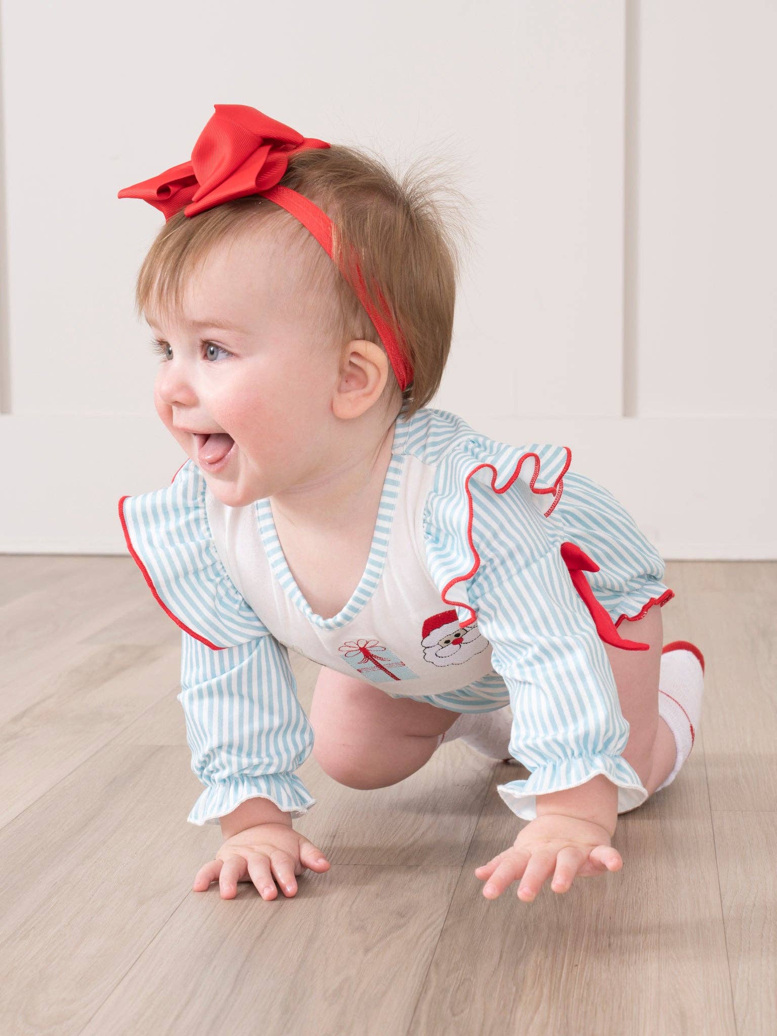 Marie Nicole Clothing - Wholesale Bodysuit (Non-Footed) - Baby - Season's Greetings Embroidered Ruffle Bubble2