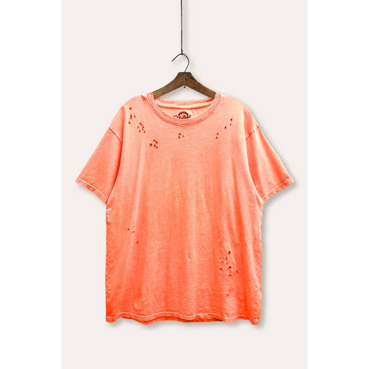 VINTAGE POINT USA - Wholesale T-shirt (graphic) – women's - BLANK MINERAL WASH LASER CUT PLAIN T-SHIRT6