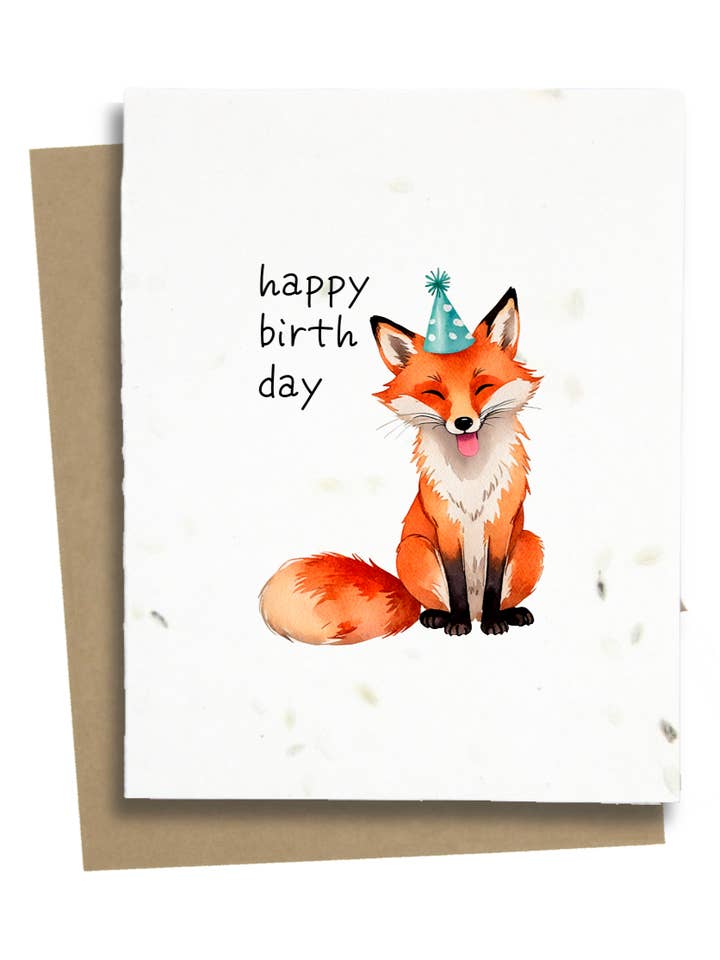Carte d'anniversaire Renard pour la vente par Greet n' Grow Plantable Cards