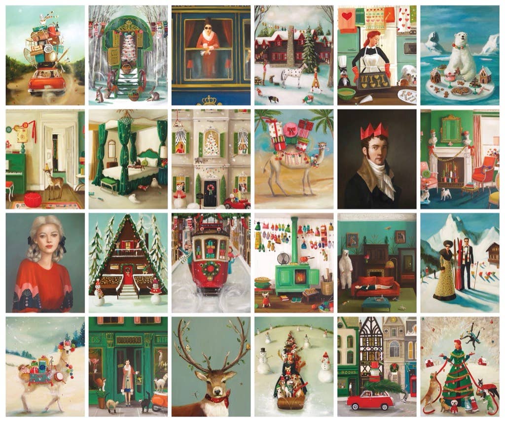 New York Puzzle Company - Vente Puzzle – adulte - Calendrier de l'Avent Janet Hill - Lot de 24 mini-puzzles1