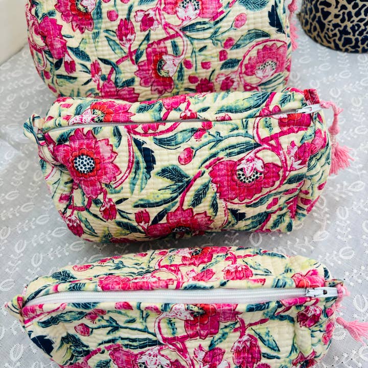 Meghcraft - Venta al por mayor Bolsa para maquillaje - Bolsas de cosméticos acolchadas de algodón, bolsa de regalo, bolsa de tocador, 3 unidades5