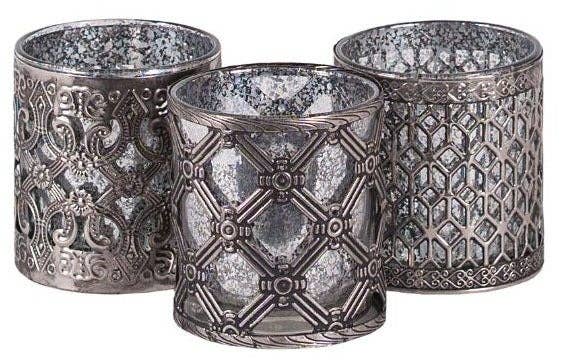 Will's Company - Wholesale Candle Holder - Elegant Metal & Glass Antiqued Silver Votive Candle Holder0