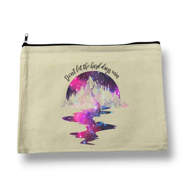 Don't Let the Hard Days Win | Canvas Pouch with Zipper for wholesale by Fuzzy Loon Designs