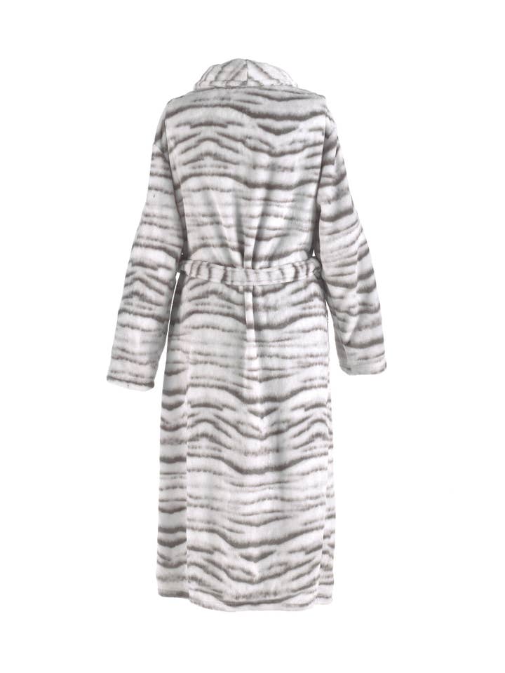 Heckettlane – Großhandel Bademantel – Unisex – Siberian White Tiger Bademantel Lang M Grau