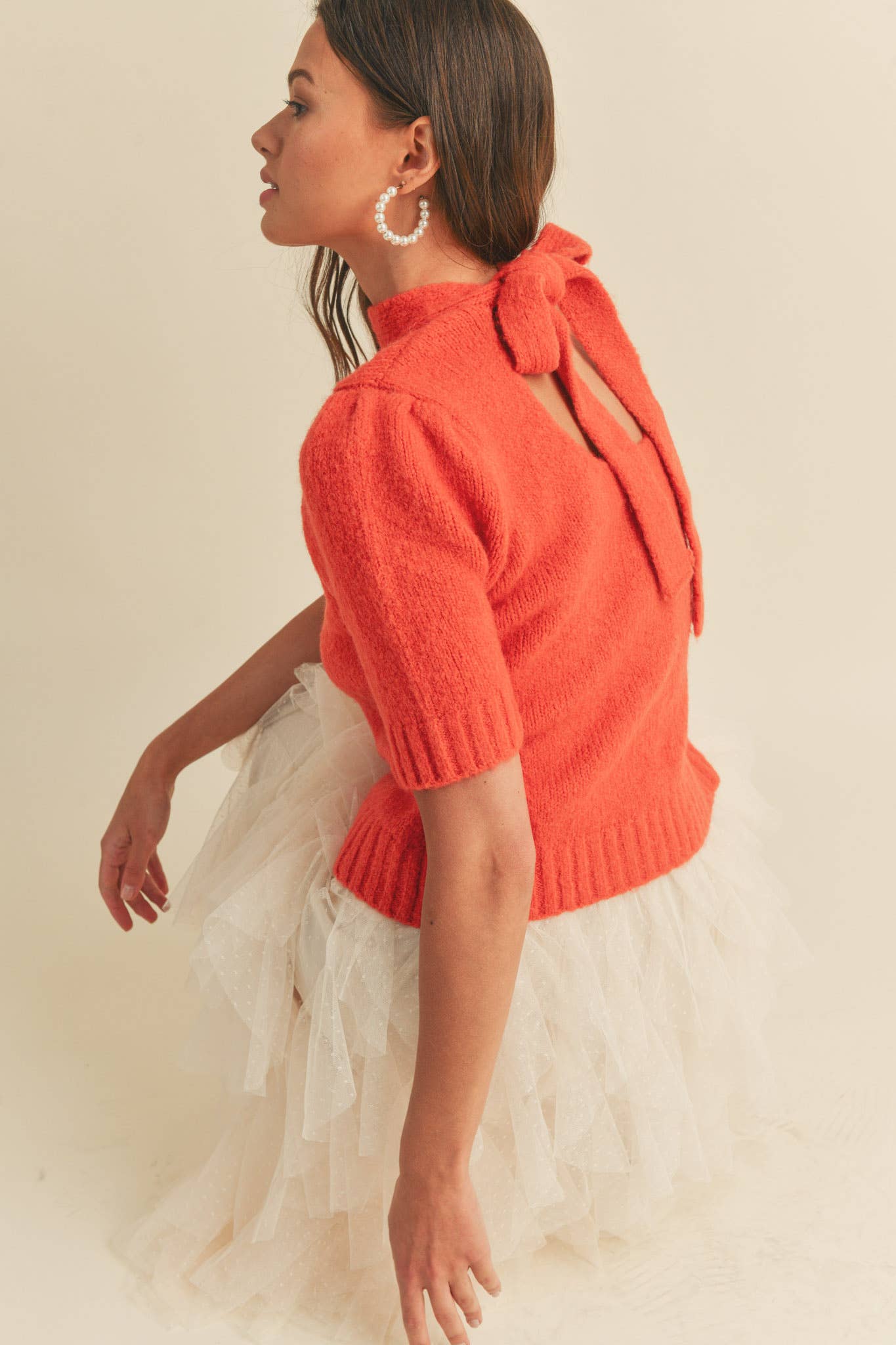 &MERCI - Wholesale Knit Sweater - Women's - MOCK NECK TIE BACK SWEATER MSW102944