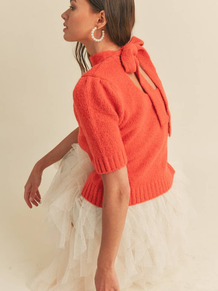 &MERCI - Wholesale Knit Sweater - Women's - MOCK NECK TIE BACK SWEATER MSW102944