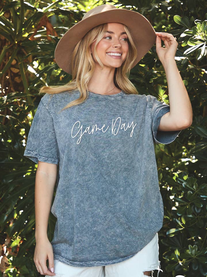 GAME DAY PUFF print Oversized Mineral Washed Graphic Top for wholesale by OAT COLLECTIVE