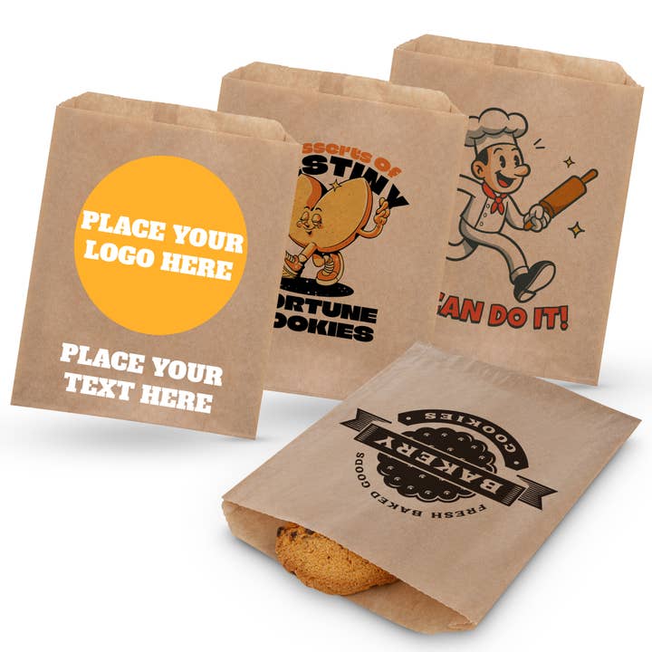 MT Products Custom Printed Brown Cookie Bags 6.5 x 8" for wholesale by MT Products
