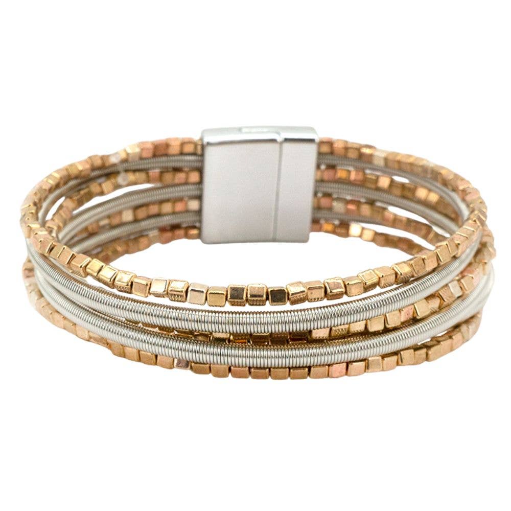 JOIA ACCESSORIES - Wholesale Armband met kralen - MEERDERE STRENGEN VIERKANTE KRAAL MAGNETISCHE ARMBAND, 11 60412