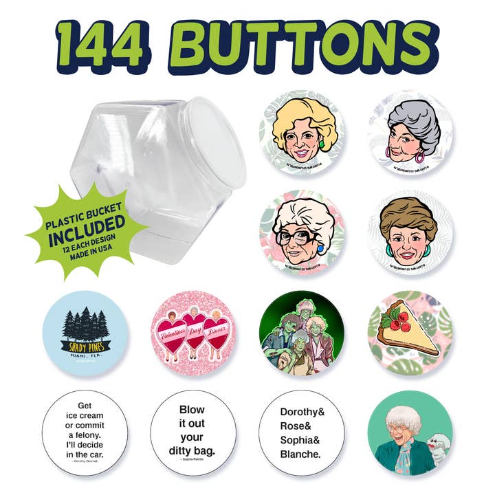 Golden Girls Buttons - 144 Count for wholesale by Lucky Mfg. Co.