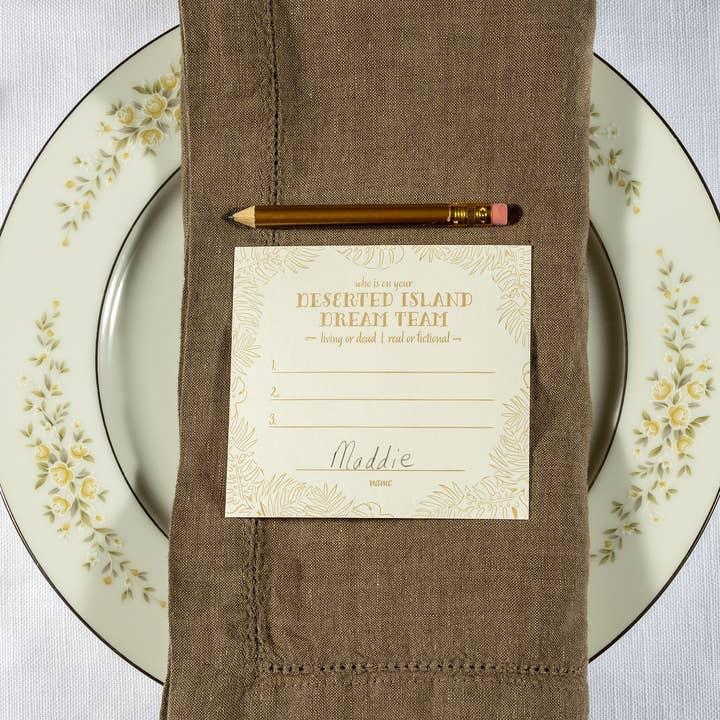 Middagsfest plats kort | Öde Island för wholesale av Color Box Design & Letterpress